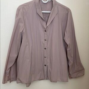 Vintage J. Jill Blouse 100% Cotton, Silver Buttons and Lace Details